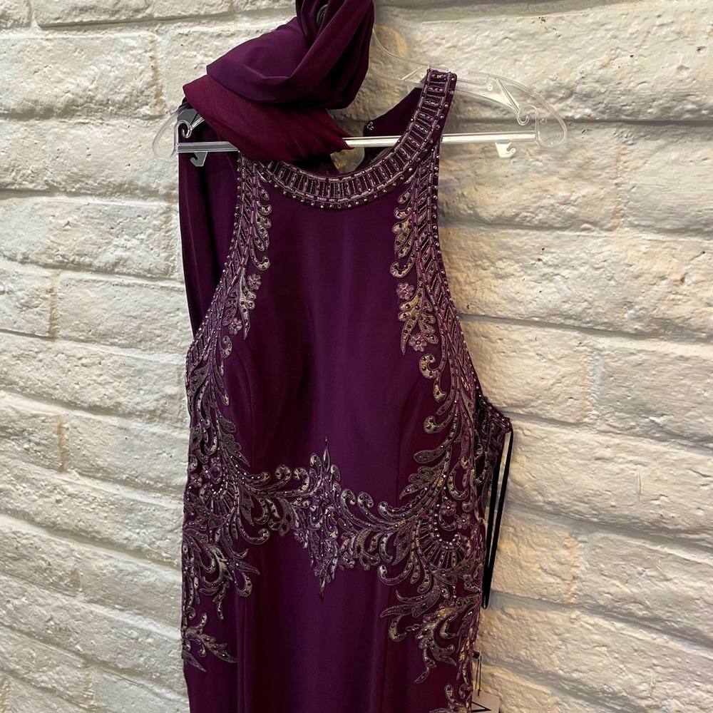 MGNY M GARDNER  dress Worn once w Tags beautiful Purple / eggplant long Dress